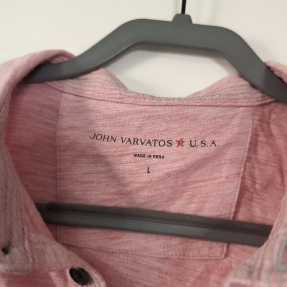 John Varvatos Polo Preppy Tennis Prep Old Money Casual Shirt Pink L - Picture 3 of 7